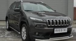 9 999 р. Защита порогов из круглой трубы диаметром 63 мм SLITKOFF  Jeep Cherokee  KL (2014-2017) дорестайлинг  с доставкой в г. Майкоп. Увеличить фотографию 2