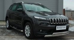 83 999 р. Защита порогов с пластиковыми вставками для ног из круглой трубы диаметром 76 мм Russtal Jeep Cherokee KL дорестайлинг (2014-2017) (Защита порогов с со скосами на торцах (вариант 1))  с доставкой в г. Майкоп. Увеличить фотографию 4