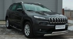 83 999 р. Защита порогов с пластиковыми вставками для ног из круглой трубы диаметром 76 мм Russtal Jeep Cherokee KL дорестайлинг (2014-2017) (Защита порогов с со скосами на торцах (вариант 1))  с доставкой в г. Майкоп. Увеличить фотографию 7