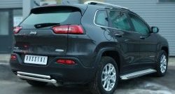 16 499 р. Защита заднего бампера (Ø63 и 42 мм, нержавейка) SLITKOFF Jeep Cherokee KL дорестайлинг (2014-2017)  с доставкой в г. Майкоп. Увеличить фотографию 3