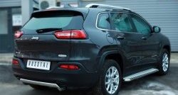 11 599 р. Защита заднего бампера (Ø75x42 мм, нержавейка) Russtal Jeep Cherokee KL дорестайлинг (2014-2017)  с доставкой в г. Майкоп. Увеличить фотографию 2