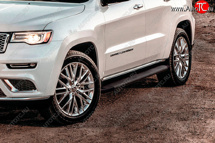 13 099 р. Пороги алюминиевые Slitkoff  Jeep Grand Cherokee  WK2 (2013-2018) 1-ый рестайлинг (Optima Black )  с доставкой в г. Майкоп