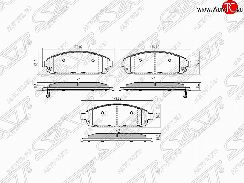 1 329 р. Колодки тормозные SAT (передние) Jeep Grand Cherokee WK (2004-2010)  с доставкой в г. Майкоп
