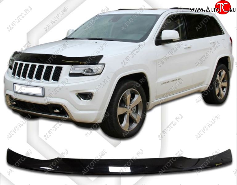 1 999 р. Дефлектор капота CA-Plastiс Jeep Grand Cherokee WK2 2-ой рестайлинг (2017-2022) (Classic черный, Без надписи)  с доставкой в г. Майкоп