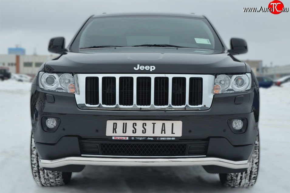 15 249 р. Защита переднего бампера (Ø63 мм волна, нержавейка) SLITKOFF Jeep Grand Cherokee WK2 дорестайлинг (2010-2013)  с доставкой в г. Майкоп