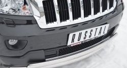 16 849 р. Защита переднего бампера (2 трубыØ75х42 мм, нержавейка) Russtal Jeep Grand Cherokee WK2 дорестайлинг (2010-2013)  с доставкой в г. Майкоп. Увеличить фотографию 2