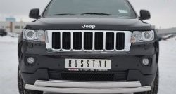 Защита переднего бампера (2 трубыØ75х42 мм, нержавейка) Russtal Jeep Grand Cherokee WK2 дорестайлинг (2010-2013)