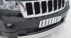 20 399 р. Защита переднего бампера (2 трубыØ76 и 63 мм, нержавейка) SLITKOFF  Jeep Grand Cherokee  WK2 (2010-2013) дорестайлинг  с доставкой в г. Майкоп. Увеличить фотографию 2
