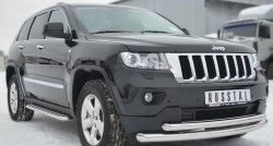 20 399 р. Защита переднего бампера (2 трубыØ76 и 63 мм, нержавейка) SLITKOFF  Jeep Grand Cherokee  WK2 (2010-2013) дорестайлинг  с доставкой в г. Майкоп. Увеличить фотографию 4