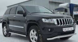 70 999 р. Защита порогов из круглой трубы диаметром 63 мм Russtal Jeep Grand Cherokee WK2 дорестайлинг (2010-2013) (Защита порогов с со скосами на торцах (вариант 1))  с доставкой в г. Майкоп. Увеличить фотографию 4