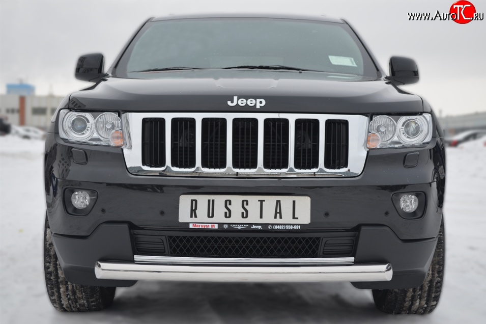 16 899 р. Одинарная защита переднего бампера диаметром 76 мм SLITKOFF Jeep Grand Cherokee WK2 дорестайлинг (2010-2013)  с доставкой в г. Майкоп