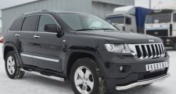 83 999 р. Защита порогов с пластиковыми вставками для ног из круглой трубы диаметром 76 мм Russtal Jeep Grand Cherokee WK2 дорестайлинг (2010-2013) (Защита порогов с со скосами на торцах (вариант 1))  с доставкой в г. Майкоп. Увеличить фотографию 5