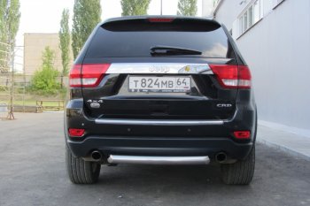 6 999 р. Защита заднего бампера из трубы d76 Slitkoff (короткая) Jeep Grand Cherokee WK2 дорестайлинг (2010-2013) (Цвет: серебристый)  с доставкой в г. Майкоп. Увеличить фотографию 2