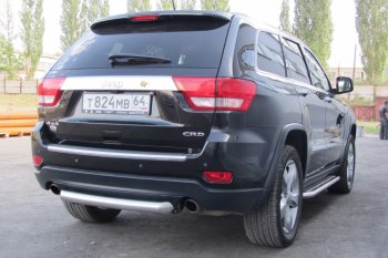 6 999 р. Защита заднего бампера из трубы d76 Slitkoff (короткая) Jeep Grand Cherokee WK2 дорестайлинг (2010-2013) (Цвет: серебристый)  с доставкой в г. Майкоп. Увеличить фотографию 3