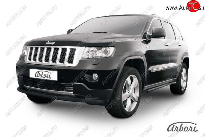 6 749 р. Защита переднего бампера Arbori (черная, 1 труба d57 mm). Jeep Grand Cherokee WK2 дорестайлинг (2010-2013)  с доставкой в г. Майкоп