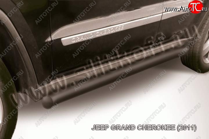 14 349 р. Защита порогов из труб d76 Slitkoff (с гибами) Jeep Grand Cherokee WK2 дорестайлинг (2010-2013) (Цвет: серебристый)  с доставкой в г. Майкоп