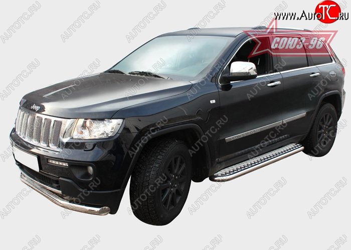 17 639 р. Защита порогов с листом Souz-96 (d60). Jeep Grand Cherokee WK2 дорестайлинг (2010-2013)  с доставкой в г. Майкоп