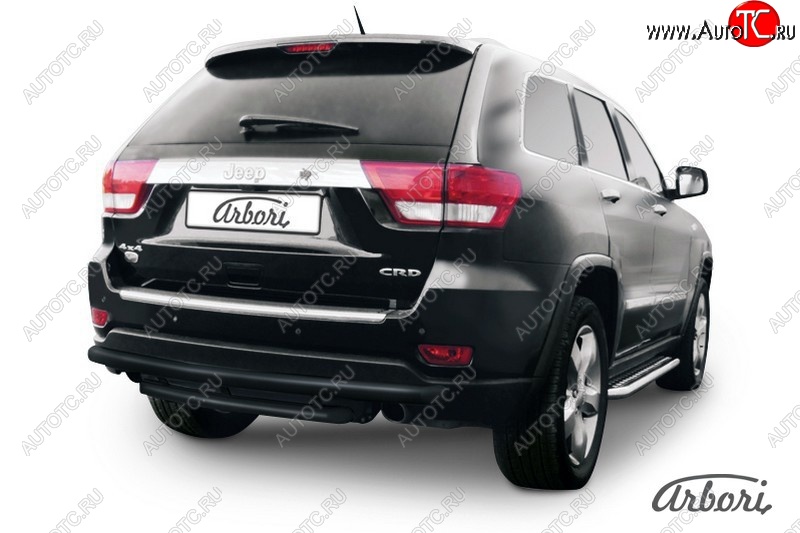 6 749 р. Защита заднего бампера Arbori (черная, 2 трубы d57 и 57 mm). Jeep Grand Cherokee WK2 дорестайлинг (2010-2013)  с доставкой в г. Майкоп