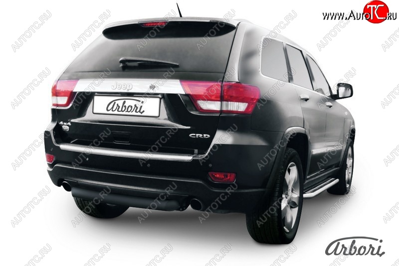 5 399 р. Защита заднего бампера Arbori (короткая, черная, 1 труба d76 mm). Jeep Grand Cherokee WK2 дорестайлинг (2010-2013)  с доставкой в г. Майкоп