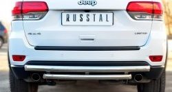 Защита заднего бампера (2 трубы Ø63 мм, дуги, нержавейка) SLITKOFF Jeep Grand Cherokee  WK2 (2013-2018) 1-ый рестайлинг