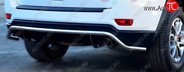 16 449 р. Защита заднего бампера (Ø42 мм волна, нержавейка, Overland) SLITKOFF  Jeep Grand Cherokee  WK2 (2010-2013) дорестайлинг  с доставкой в г. Майкоп