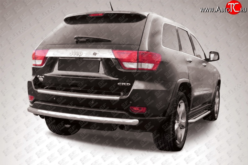 14 999 р. Защита заднего бампера из длинной трубы диаметром 57 мм Slitkoff Jeep Grand Cherokee WK2 дорестайлинг (2010-2013) (Нержавейка, Полированная)  с доставкой в г. Майкоп