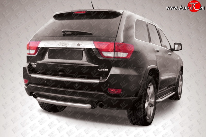 8 549 р. Защита заднего бампера из короткой трубы диаметром 57 мм Slitkoff Jeep Grand Cherokee WK2 дорестайлинг (2010-2013) (Нержавейка, Полированная)  с доставкой в г. Майкоп