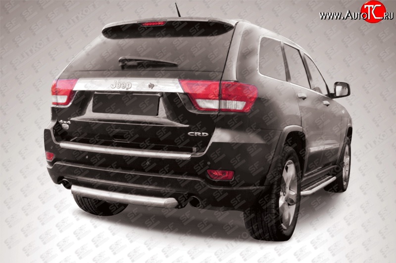 9 999 р. Защита заднего бампера из короткой трубы диаметром 76 мм Slitkoff Jeep Grand Cherokee WK2 дорестайлинг (2010-2013) (Нержавейка, Полированная)  с доставкой в г. Майкоп