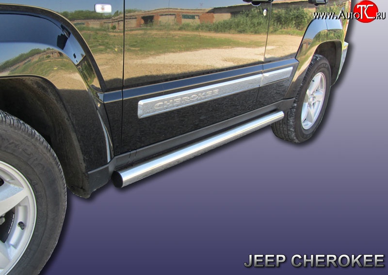 16 699 р. Защита порогов из круглой трубы диаметром 76 мм Slitkoff  Jeep Liberty  KK (2007-2013) (Нержавейка, Полированная)  с доставкой в г. Майкоп