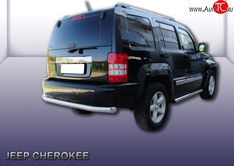 16 299 р. Защита заднего бампера из трубы диаметром 76 мм Slitkoff Jeep Liberty KK (2007-2013) (Нержавейка, Полированная)  с доставкой в г. Майкоп