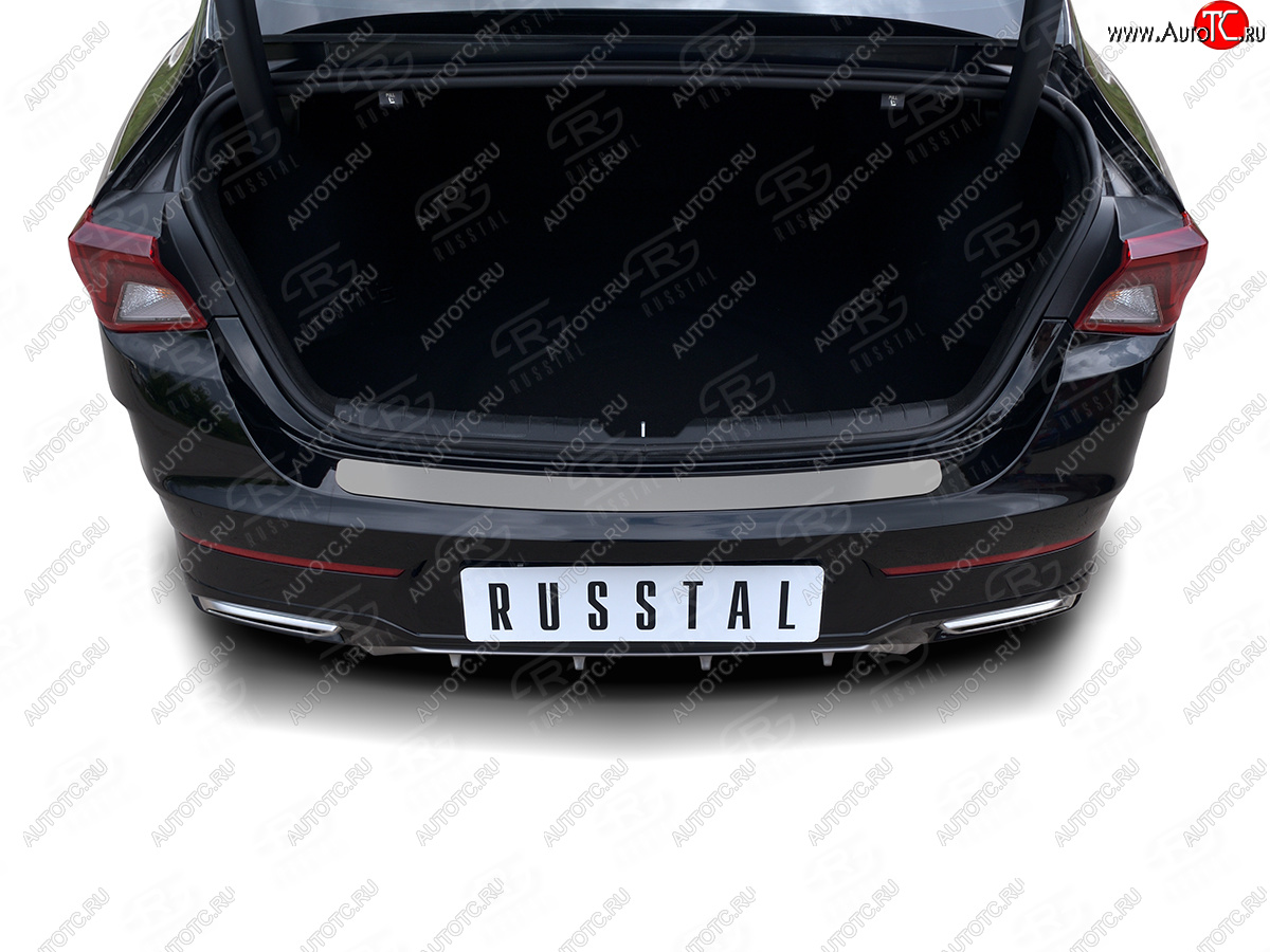 1 199 р. Защитная накладка заднего бампера Russtal KIA K5 DL (2019-2022) (нержавейка шлифованная)  с доставкой в г. Майкоп