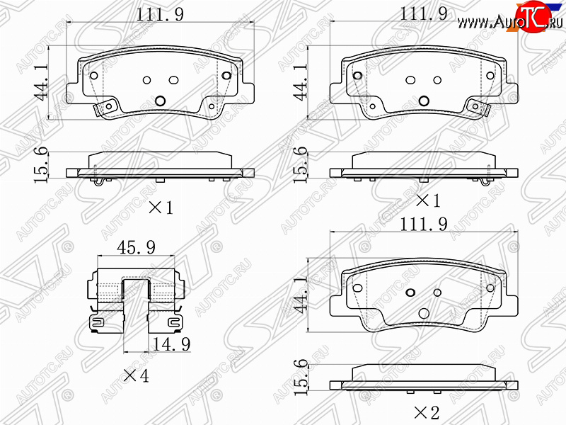 2 159 р. Задние тормозные колодки SAT KIA K5 DL (2019-2022)  с доставкой в г. Майкоп