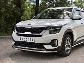 16 949 р. Защита переднего бампера (Ø42 мм, нержавейка) SLITKOFF KIA Seltos (2019-2025)  с доставкой в г. Майкоп. Увеличить фотографию 3