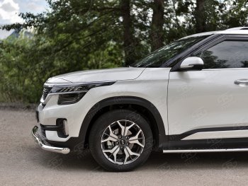 16 399 р. Защита переднего бампера (2 трубы Ø63 и 75х42 мм, нержавейка) Russtal KIA Seltos (2019-2025)  с доставкой в г. Майкоп. Увеличить фотографию 3