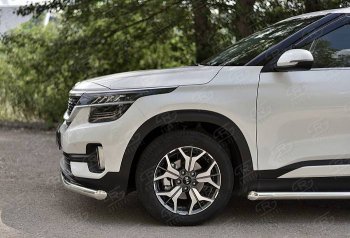 17 449 р. Защита переднего бампера (Ø 63 мм, нержавейка) SLITKOFF KIA Seltos (2019-2025)  с доставкой в г. Майкоп. Увеличить фотографию 3