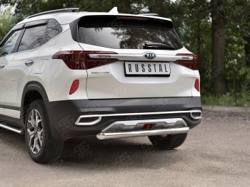 13 399 р. Защита заднего бампера (Ø63 мм, нержавейка) SLITKOFF  KIA Seltos (2019-2025)  с доставкой в г. Майкоп. Увеличить фотографию 2