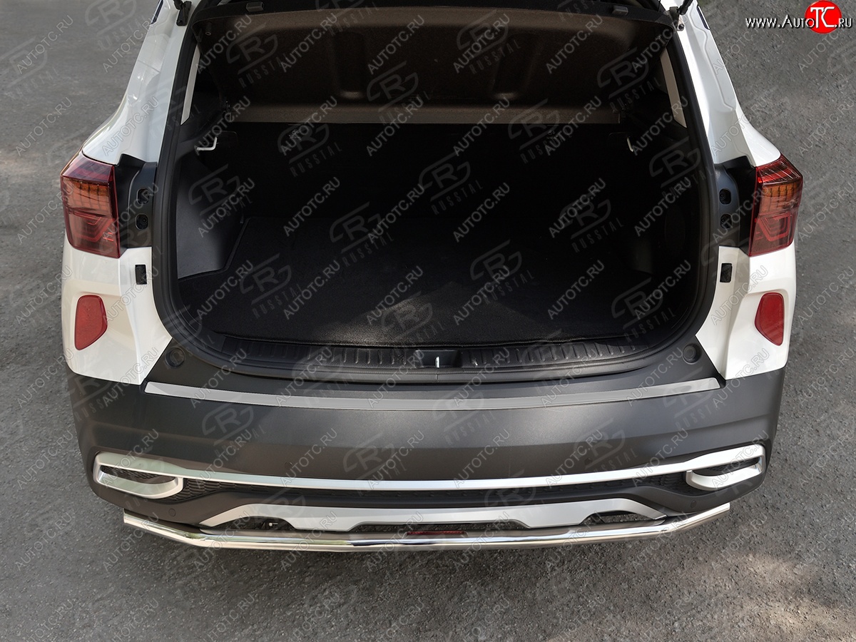 1 569 р. Защитная накладка заднего бампера Russtal KIA Seltos (2019-2025) (Нержавейка полированная)  с доставкой в г. Майкоп