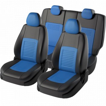 9 449 р. Чехлы для сидений Lord Autofashion Турин (экокожа)  KIA Seltos (2019-2025) (Черный, вставка синяя)  с доставкой в г. Майкоп. Увеличить фотографию 2