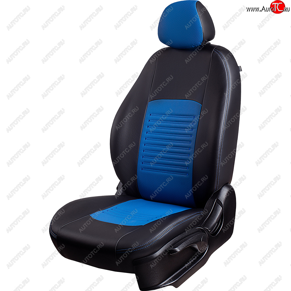 9 449 р. Чехлы для сидений Lord Autofashion Турин (экокожа)  KIA Seltos (2019-2025) (Черный, вставка синяя)  с доставкой в г. Майкоп