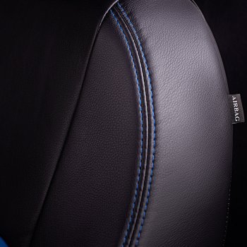 9 449 р. Чехлы для сидений Lord Autofashion Турин (экокожа)  KIA Seltos (2019-2025) (Черный, вставка синяя)  с доставкой в г. Майкоп. Увеличить фотографию 4