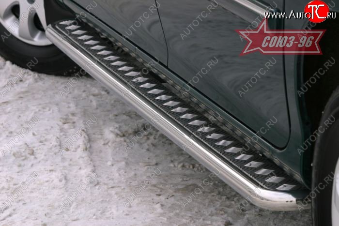 12 509 р. Защита порогов с листом рестайлинг Souz-96 (d42). KIA Carnival UP,GQ минивэн рестайлинг (2002-2006)  с доставкой в г. Майкоп