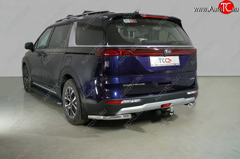 20 749 р. Защита заднего бампера (уголки) 2WD 2.2D ТСС 60,3 мм  KIA Carnival  KA4 (2020-2025) минивэн дорестайлинг, минивэн рестайлинг (длинные)  с доставкой в г. Майкоп