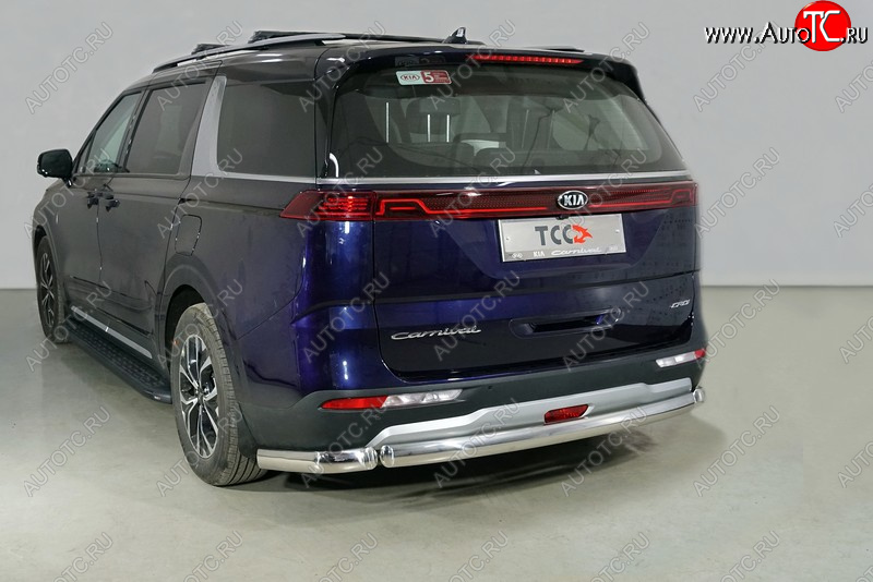22 999 р. Защита заднего бампера (овальная) 2WD 2.2D ТСС (нержавейка d75х42 мм) KIA Carnival KA4 минивэн дорестайлинг (2020-2023)  с доставкой в г. Майкоп