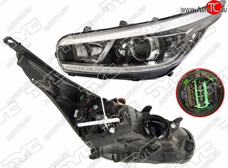 8 399 р. Левая фара передняя TYC (галоген, LED) KIA Ceed 2 JD дорестайлинг универсал (2012-2016)  с доставкой в г. Майкоп