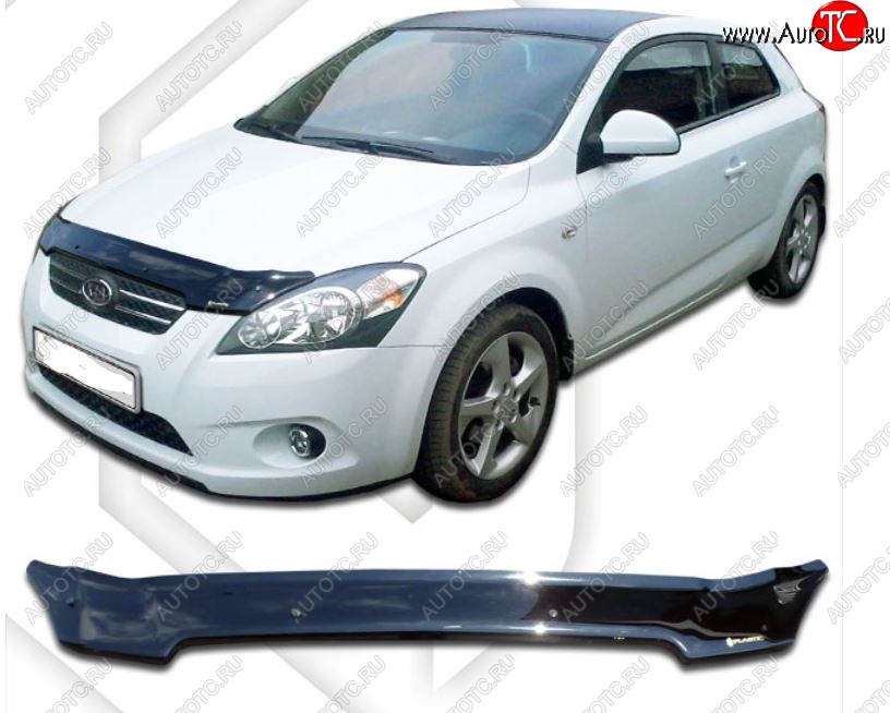 1 999 р. Дефлектор капота CA-Plastiс  KIA Ceed  1 ED (2006-2010) дорестайлинг универсал, дорестайлинг, хэтчбэк 5 дв. (Classic черный, Без надписи)  с доставкой в г. Майкоп