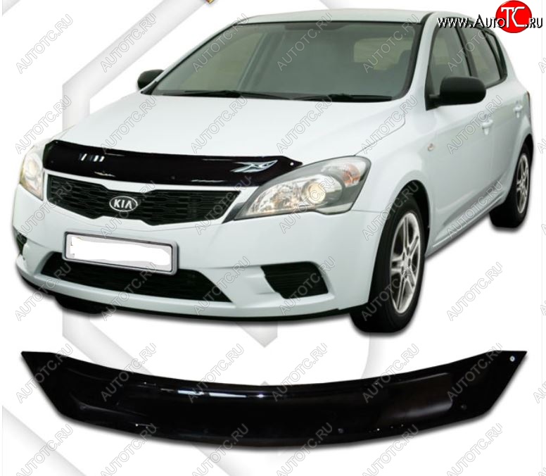 1 999 р. Дефлектор капота CA-Plastic  KIA Ceed  1 ED (2010-2012) рестайлинг, хэтчбэк 5 дв. (Classic черный, Без надписи)  с доставкой в г. Майкоп