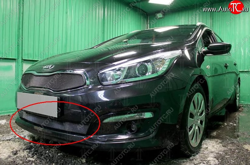 2 099 р. Нижняя защитная сетка на бампер (рестайлинг) Russtal (черная) KIA Ceed 1 ED рестайлинг, хэтчбэк 5 дв. (2010-2012)  с доставкой в г. Майкоп