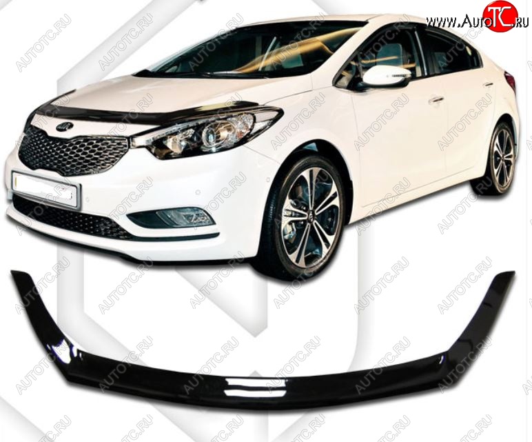 2 159 р. Дефлектор капота CA-Plastiс  KIA Cerato Koup  1 TD (2008-2013) купе (Classic черный, Без надписи)  с доставкой в г. Майкоп