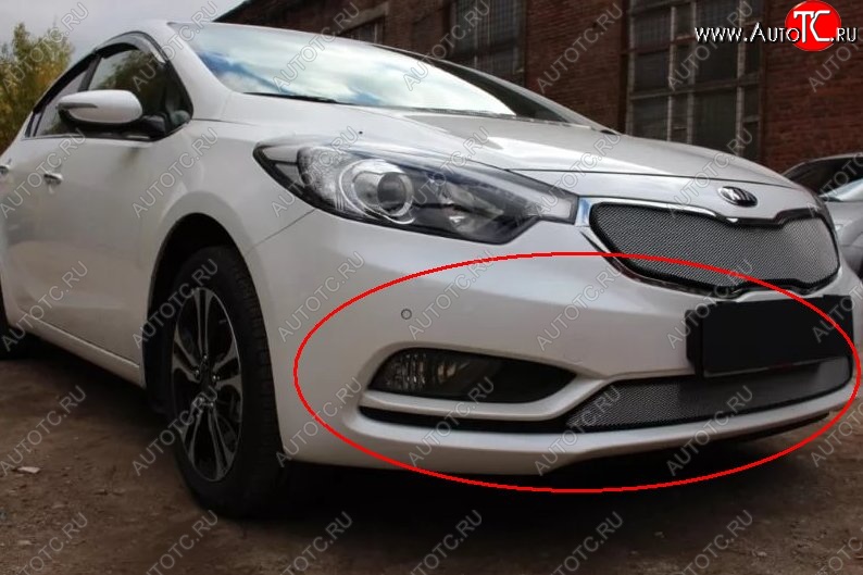 1 539 р. Нижняя защитная сетка на бампер Russtal (хром) KIA Cerato 3 YD дорестайлинг седан (2013-2016)  с доставкой в г. Майкоп