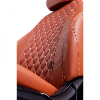 10 899 р. Чехлы для сидений Lord Autofashion Байрон (экокожа) KIA Cerato 3 YD дорестайлинг седан (2013-2016) (Коричневый, вставка коричневая, строчка бежевая)  с доставкой в г. Майкоп. Увеличить фотографию 5